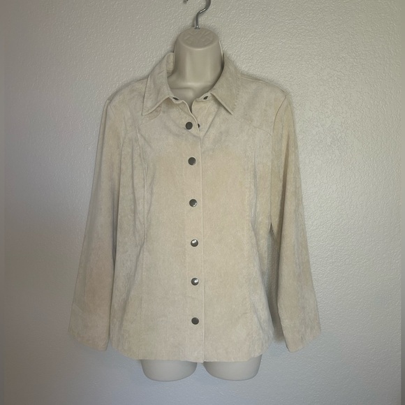 Christopher Banks cream colored, lightweight corduroy shirt jacket size LP - Picture 2 of 8
